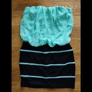 Turquoise Black Mini Dress